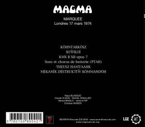 Marquee - Londres 17 Mars 1974 (cover 2)